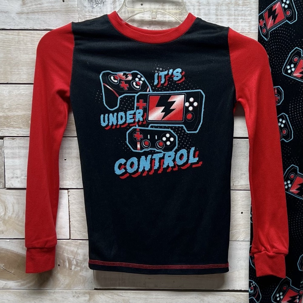 Cuddl Duds Pajamas Boys 10 Red Black Gamer Gaming‎ Its Under Control - Picture 2 of 12